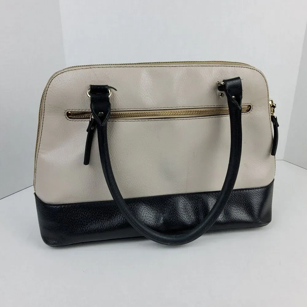 Kate Spade NY Domed Two Tone Leather Satchel Handbag Purse